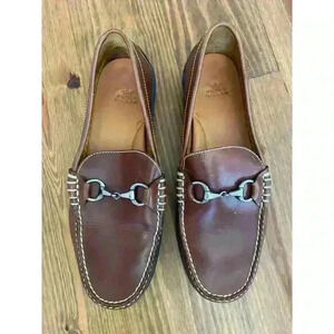 Peter Millar Brown Leather Horsebit Slip On Men's Driving Shoes, sz 10 1/2